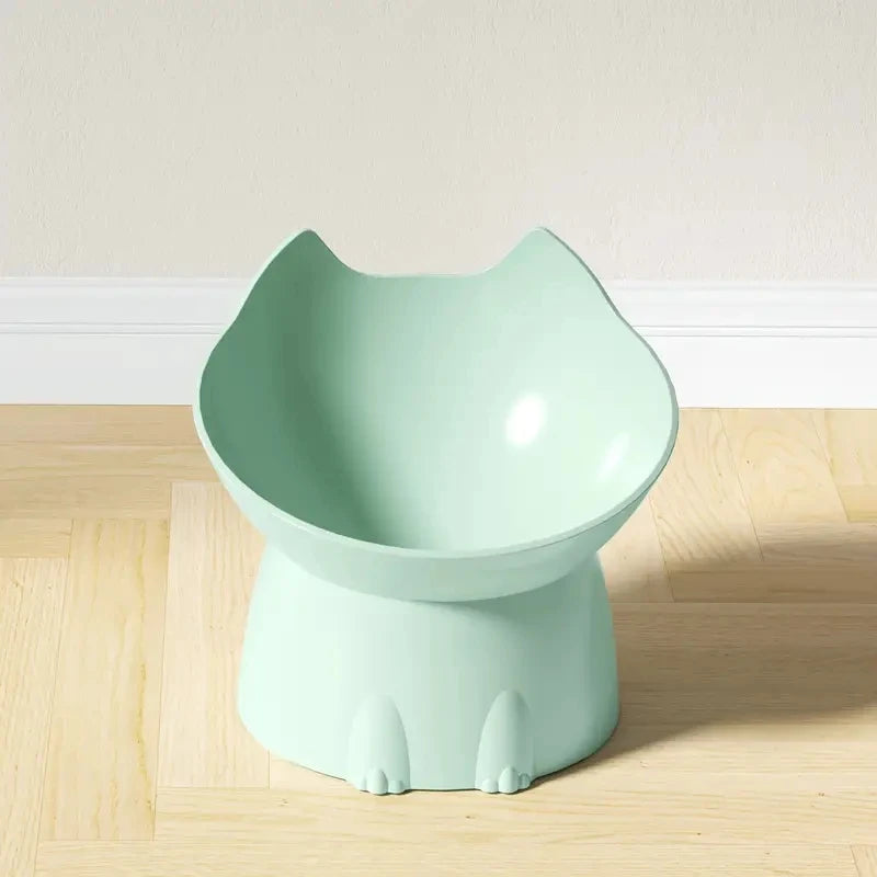 Gamelle tête de chat surélevée – Vert d'eau
