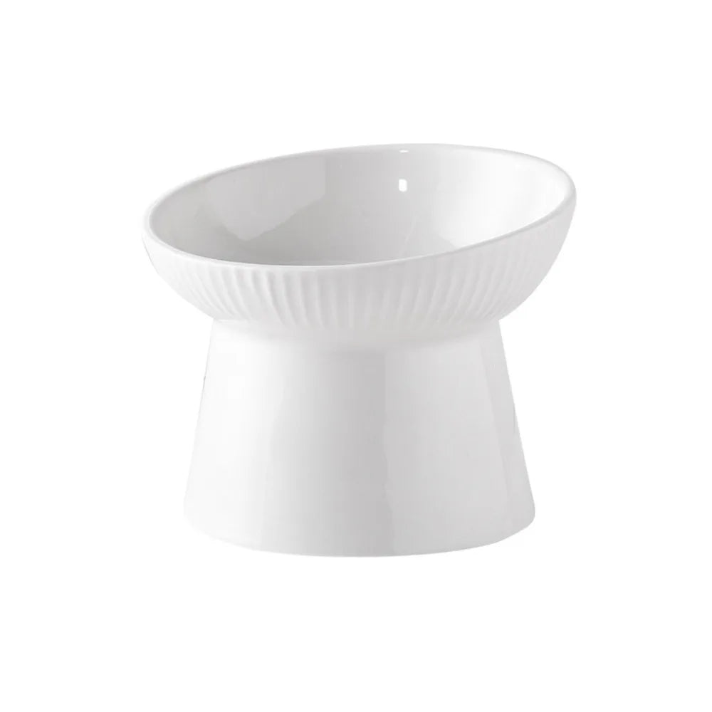Gamelle surélevée en céramique – Blanc