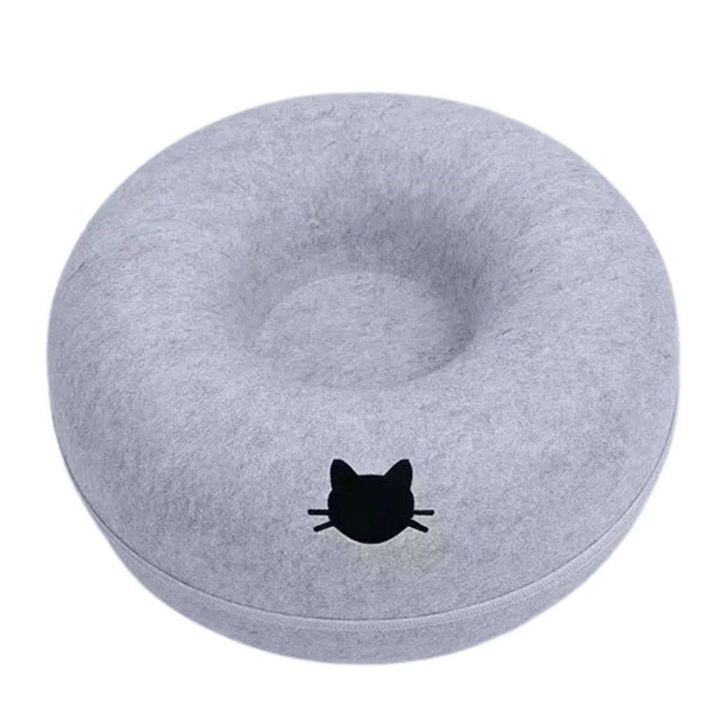 Donut en feutre gris clair à hublot