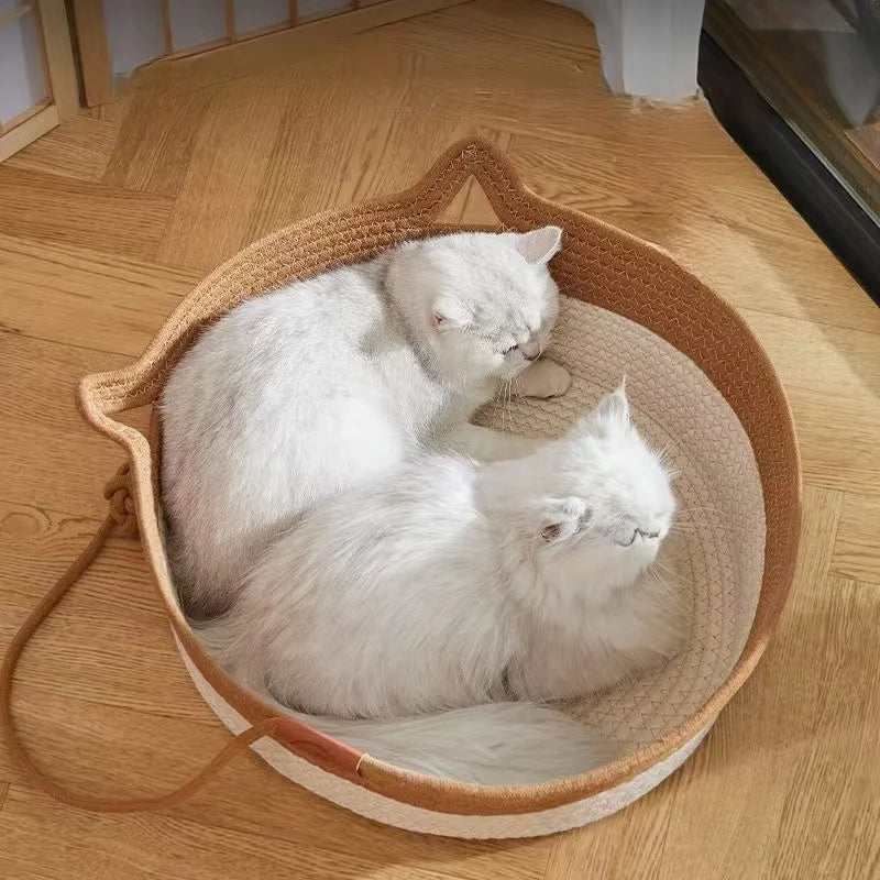 Osier, lit rond en corde de coton tressée