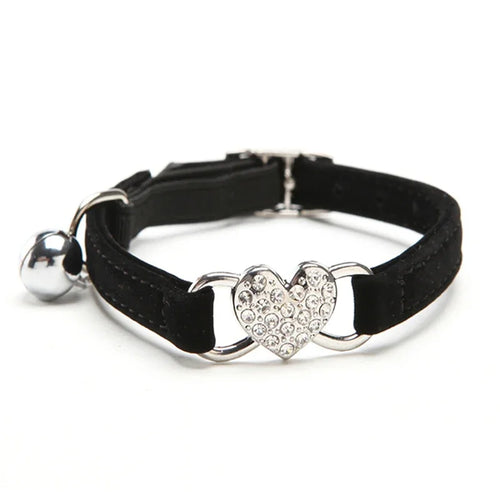 Collier cœur en strass – Noir