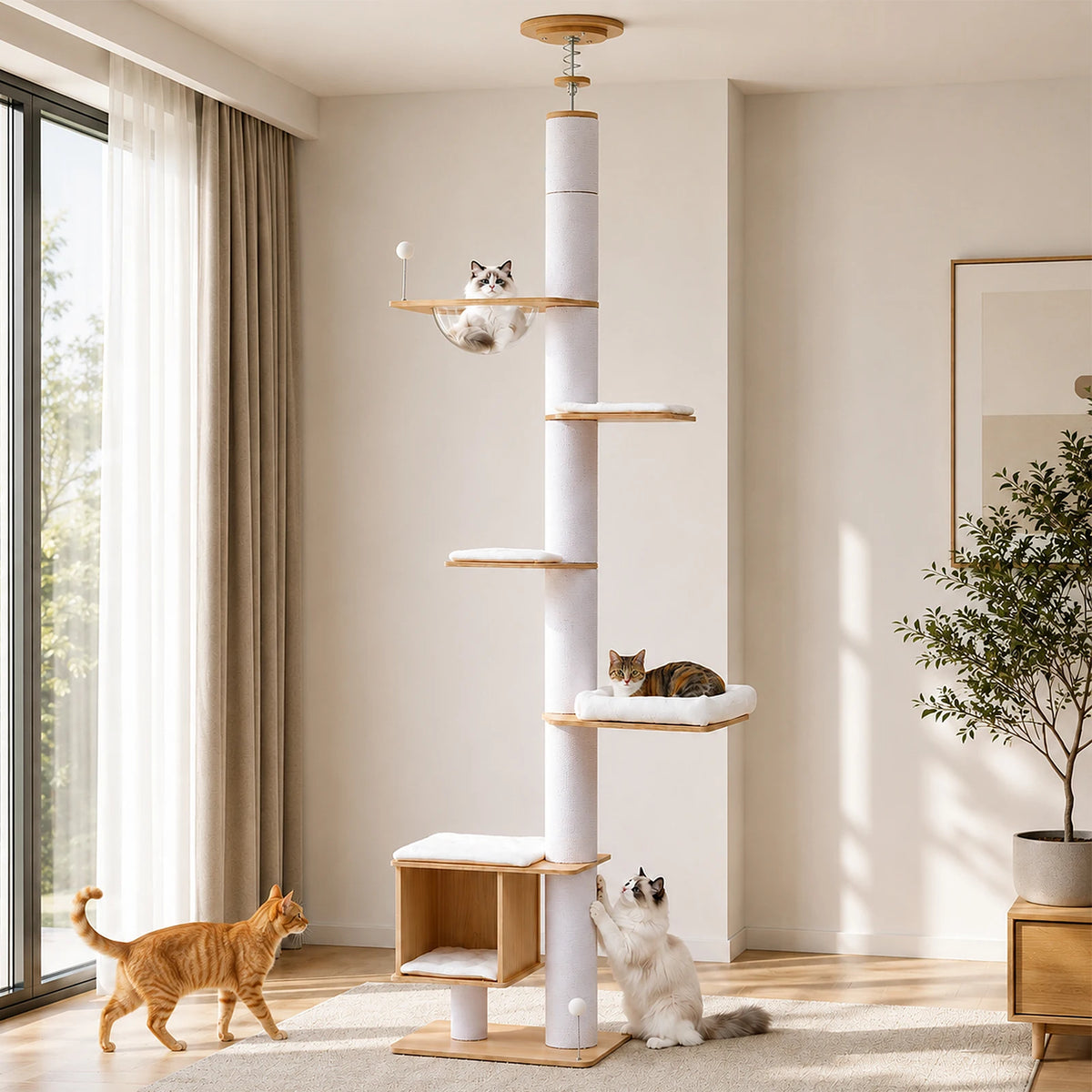 Canopée, arbre à chat du sol au plafond en bois