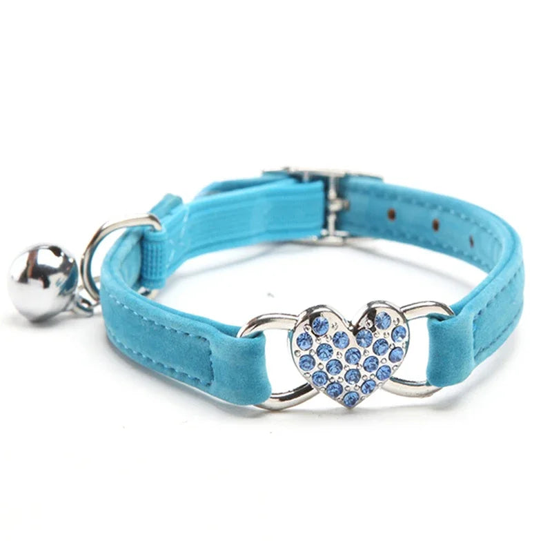Collier cœur en strass – Bleu