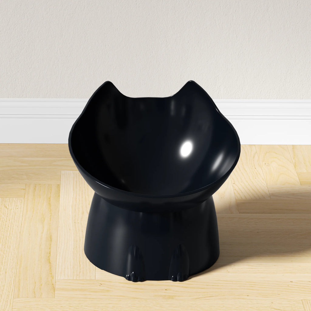 Gamelle tête de chat surélevée – Noir