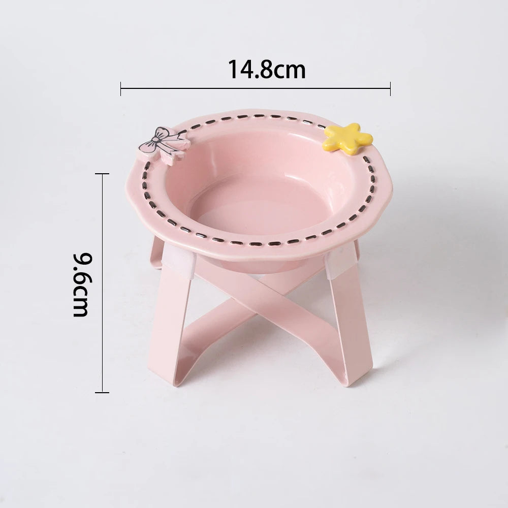 Gamelle nœud & étoile – Rose, Avec support